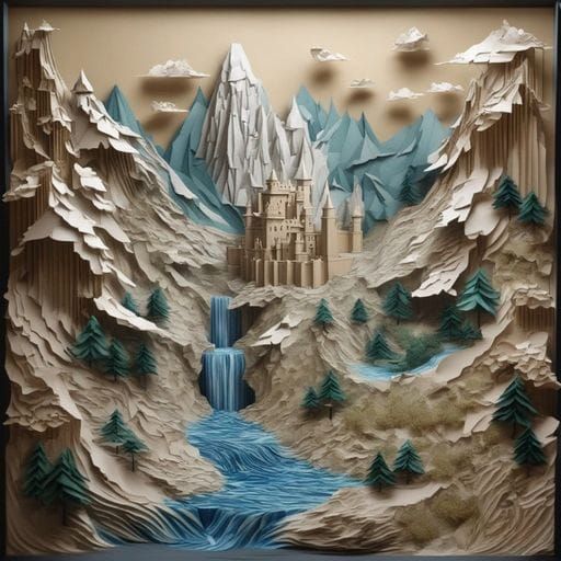 epic mountain landscape with waterfall