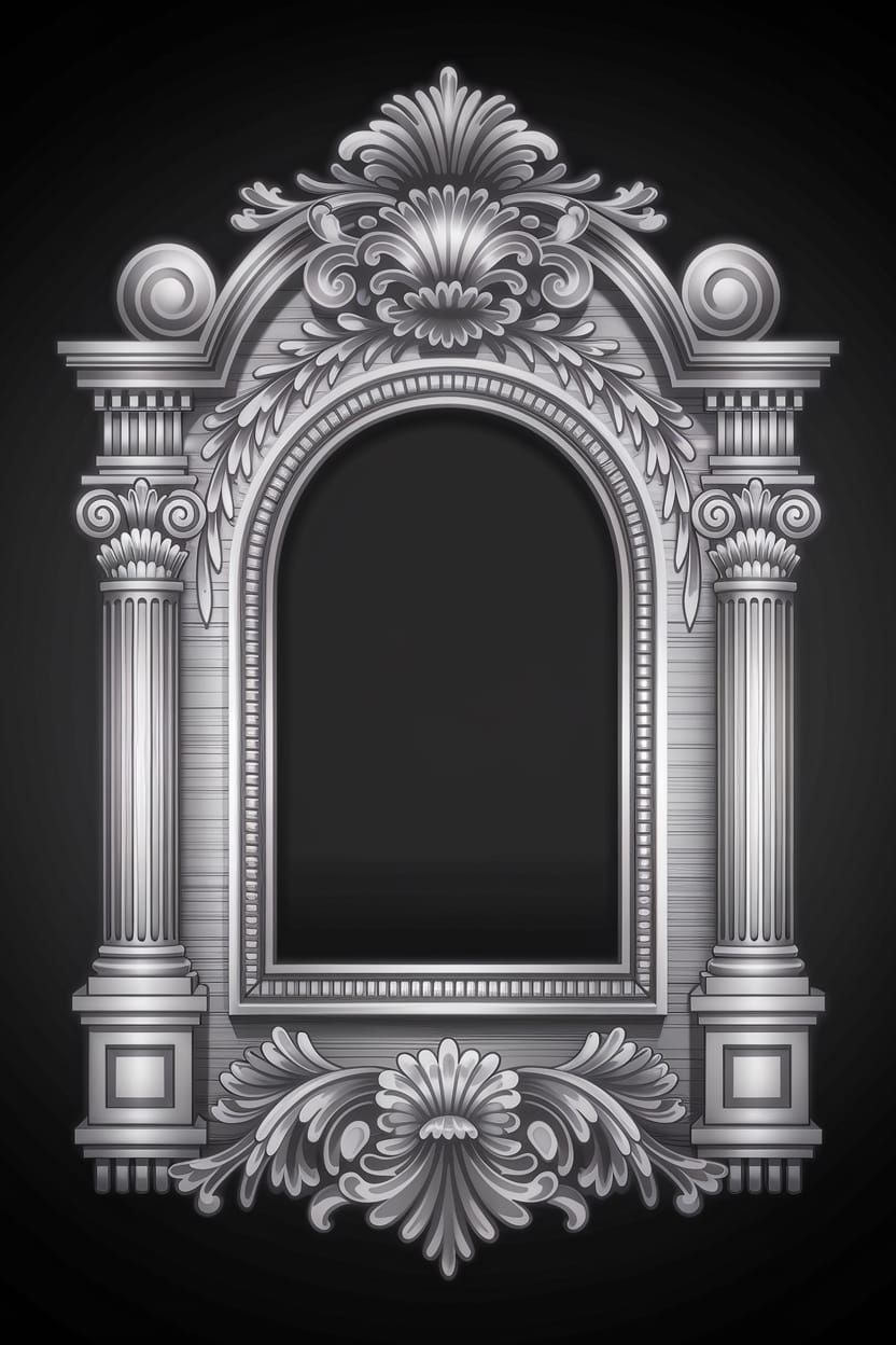 Elegant Baroque Picture Frame in Black and White