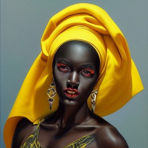 Black woman with yellow makeup.