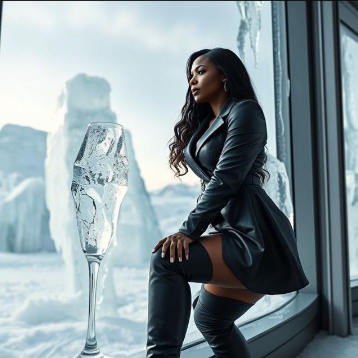 A full length Portrait of a beautiful black woman with long ...