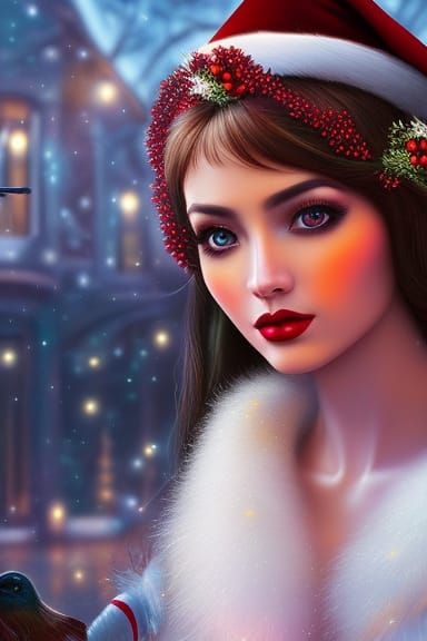 christmas portrait Pop surrealism, Christmas, realistic cute...