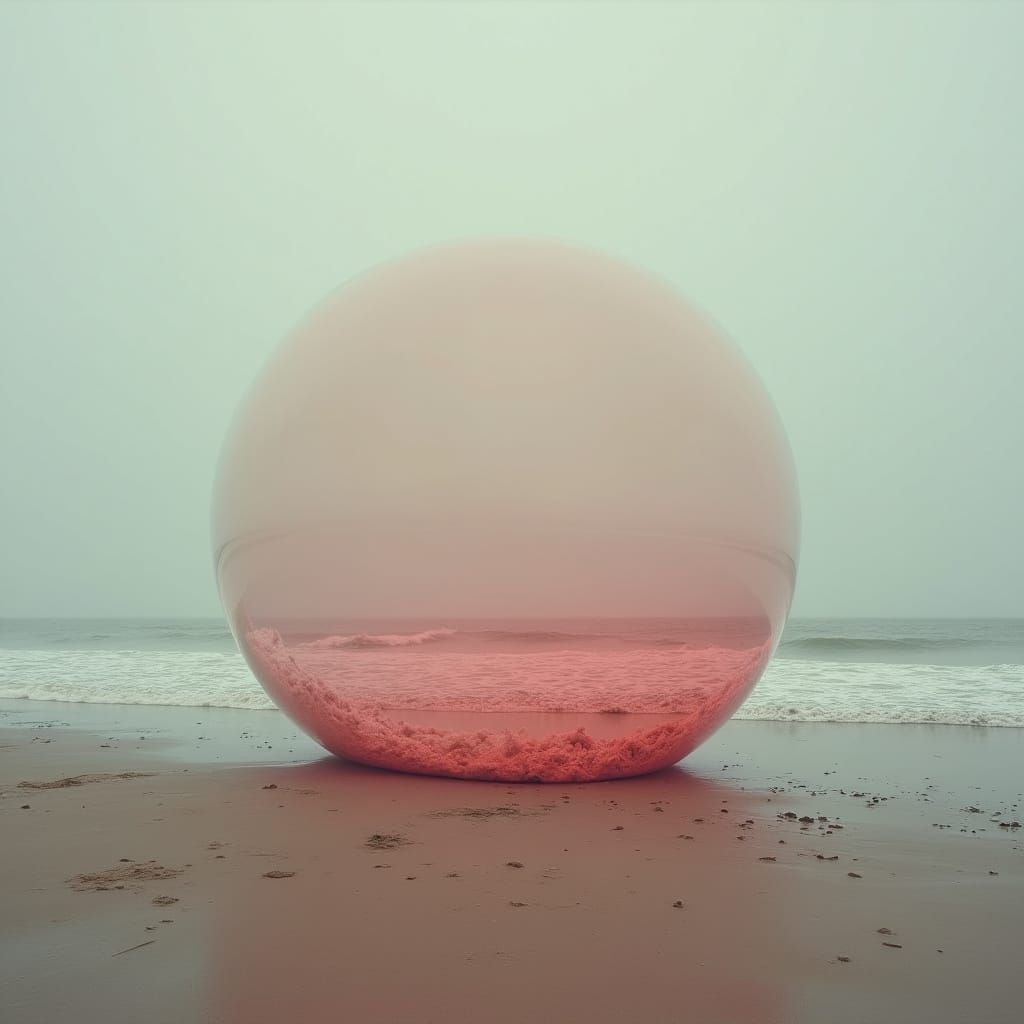 Surreal Red Sea Beach in Science Fiction Style