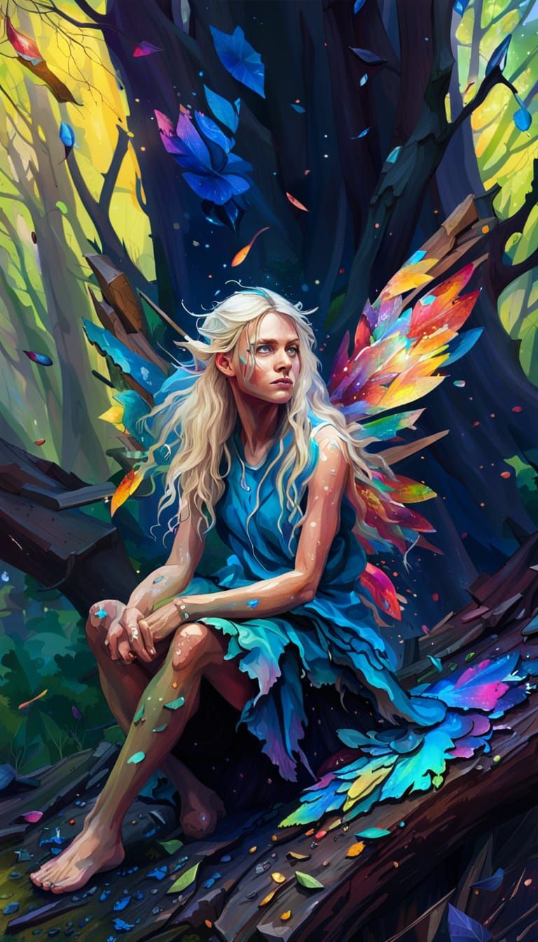 FAIRY SITTING IN THE WOOD