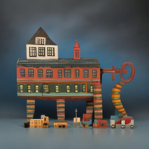 <lora:Whimsey-Wood-DSv8:1.0>Intricate building, colourful wooden toy