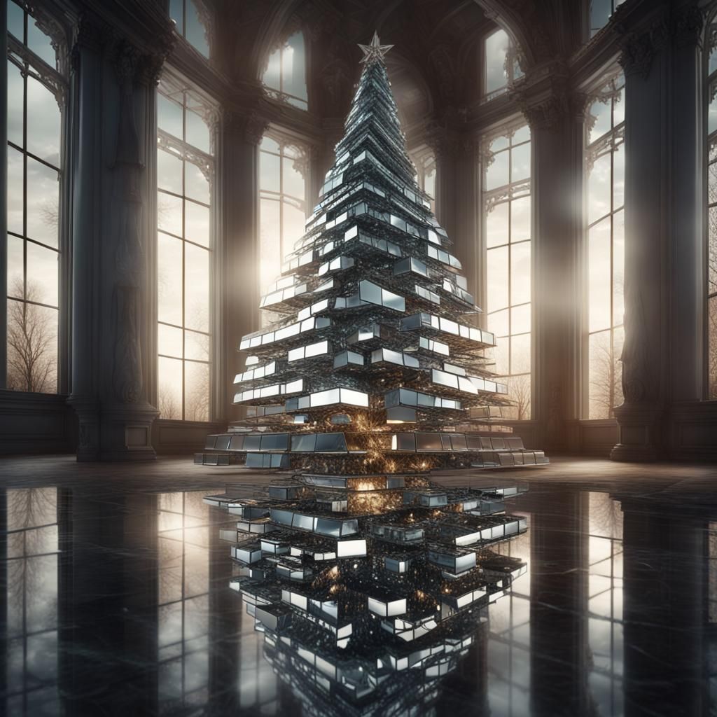 A Christmas Tree made of Mirrors  by @Gwin-the-Elf
