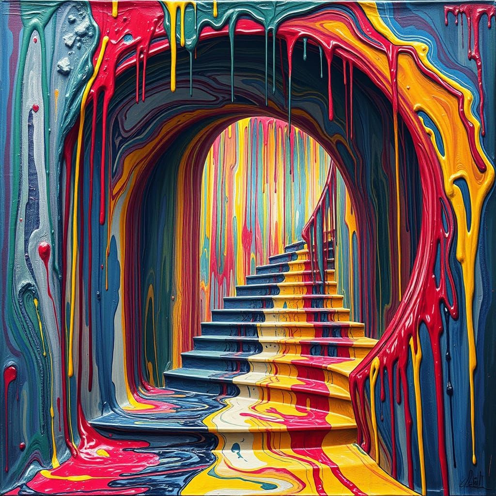 scalinata di vernice gocciolante   by @Maurizio