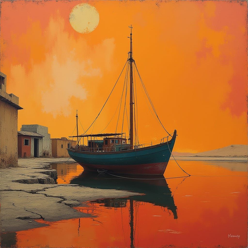 Desert Harbor: Banksy Meets Modigliani in Digital Art