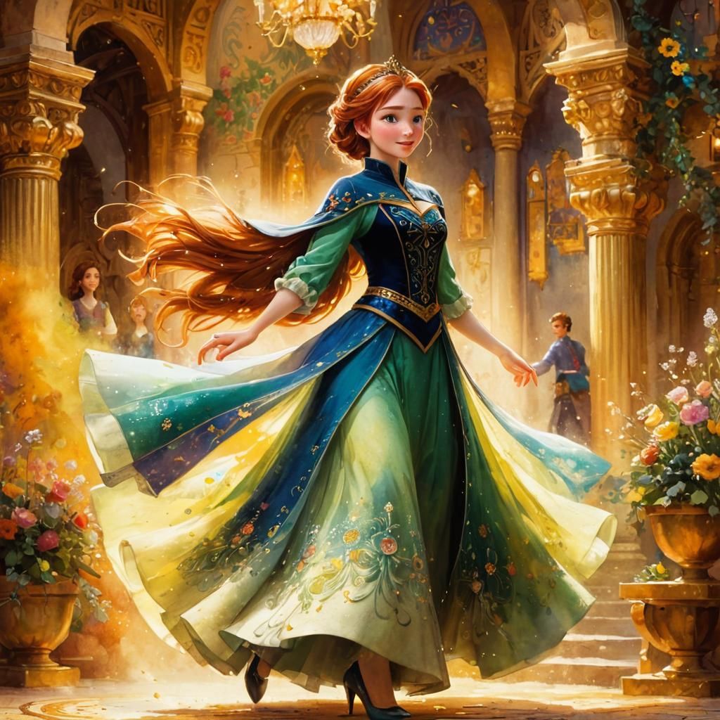 Princess Anna Dancing: A Klimt-Inspired Disney Fantasy
