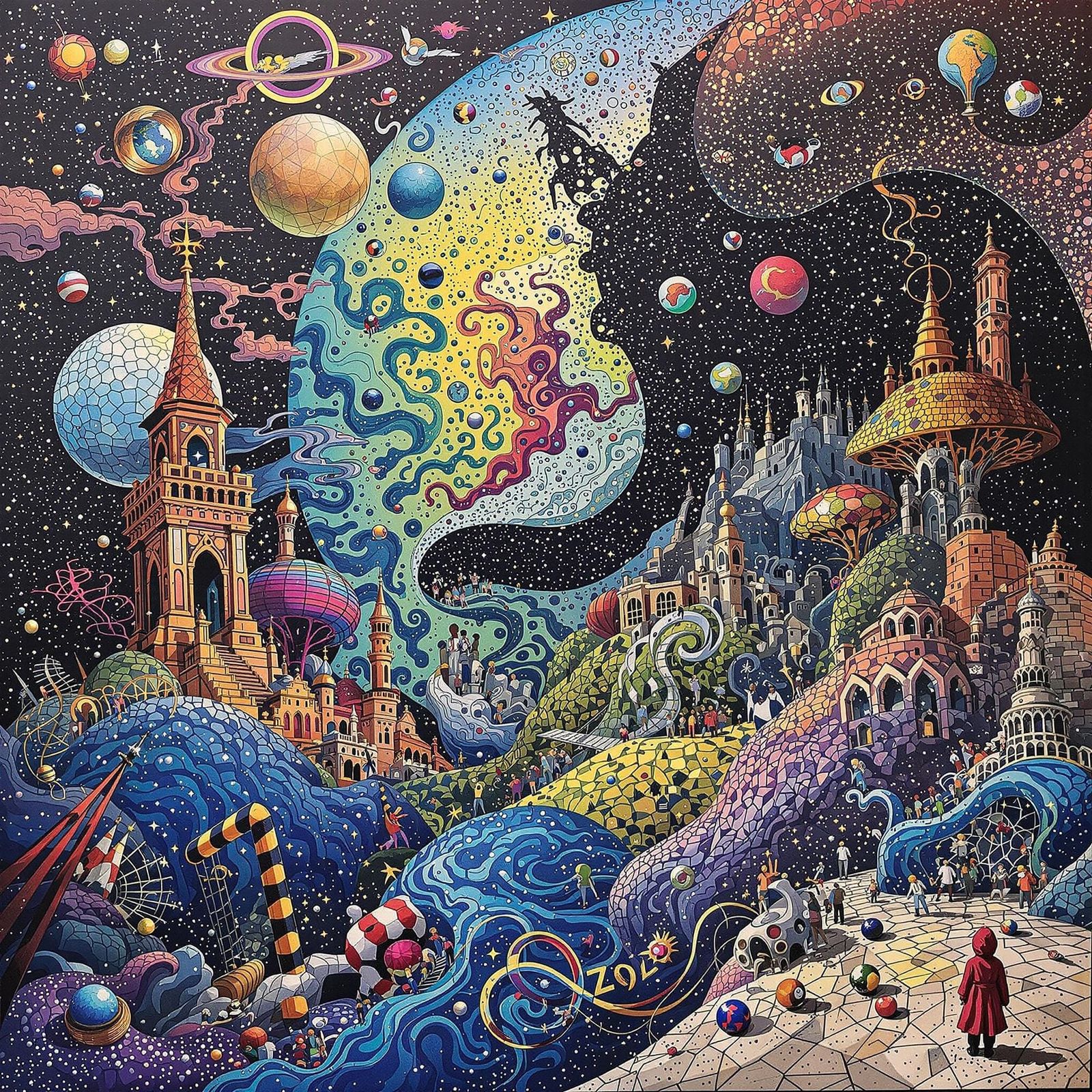 Surreal Mindscape Pointillism   by @Senia