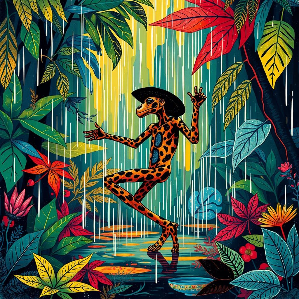 Surreal Jungle Dance in Vibrant Colors