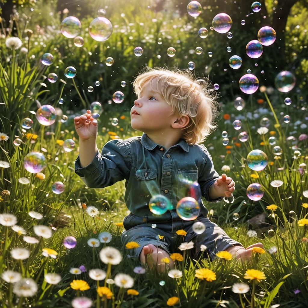 Ethereal Soap Bubbles in Fantasy Garden