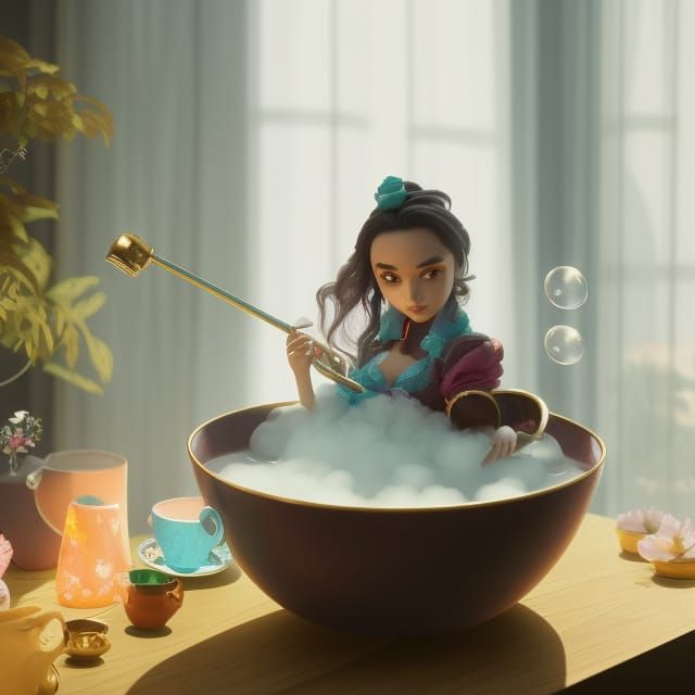 Woman in Teacup Bath AI Generated Artwork NightCafe Creator