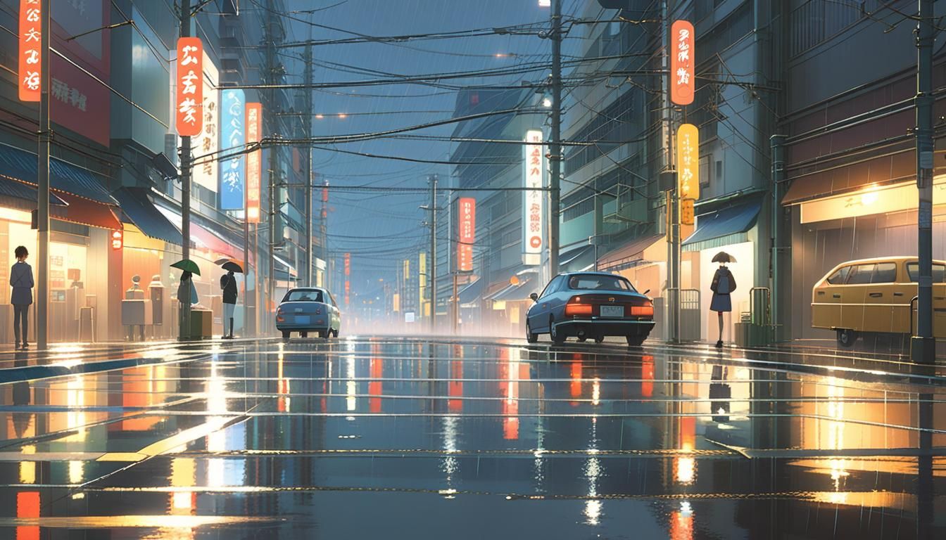 Rain in the City - AI Generated Artwork - NightCafe Creator