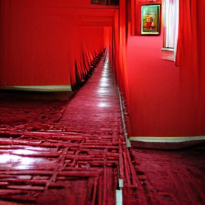 Long Red Hallway