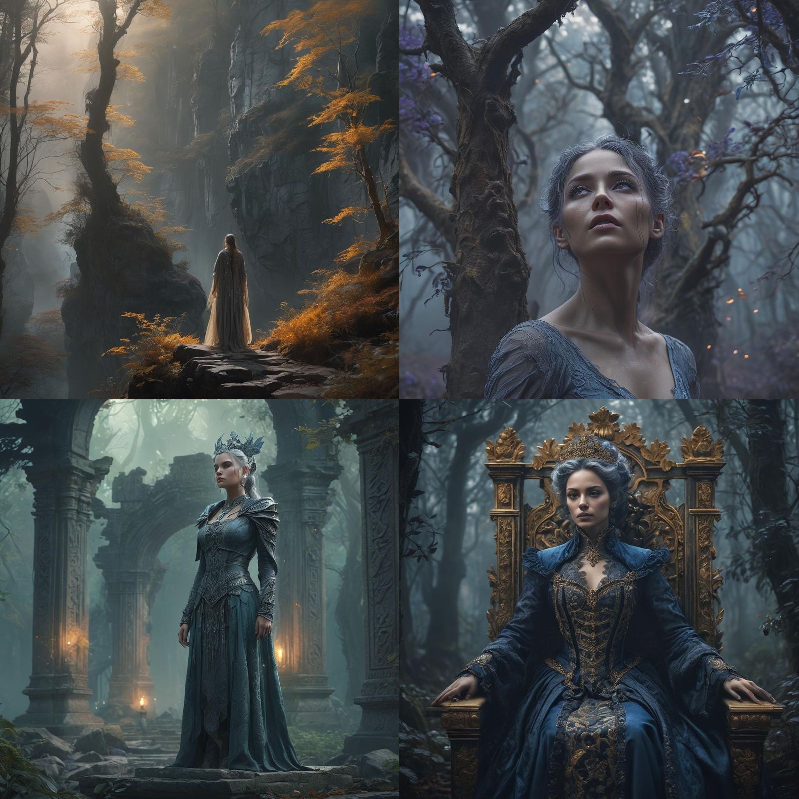 Fantastical Grey Woman: Detailed Digital Painting