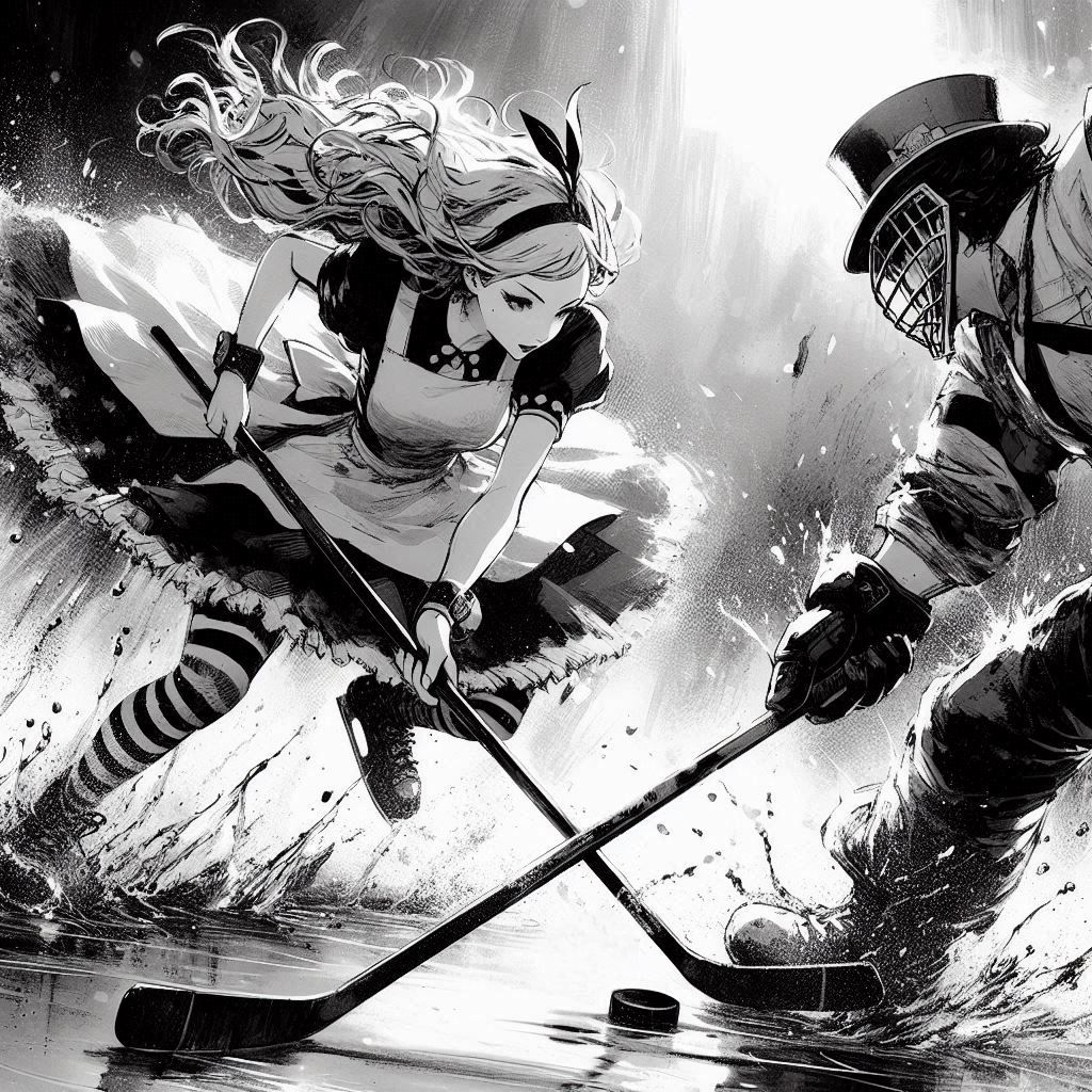 Ice hockey face off...