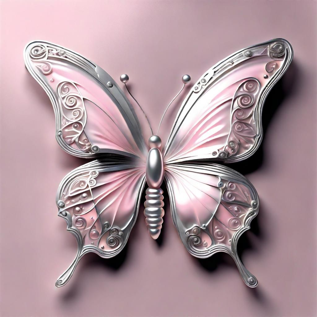 Edwardian fragile and detailed butterfly pastel babypink and...