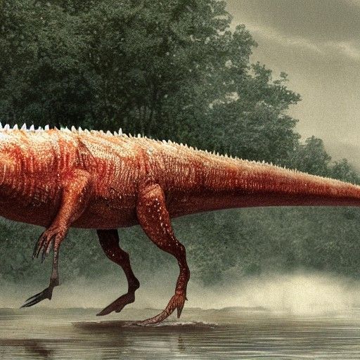 spinosaurus with a longer bill, opened really wide.