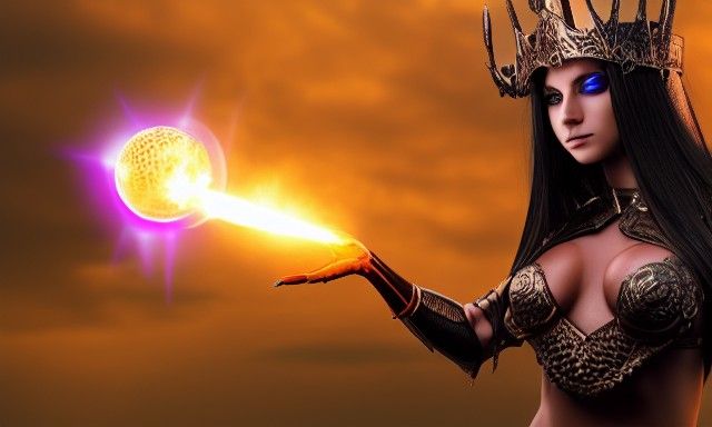 Dark Elf Princess holding ball of fire