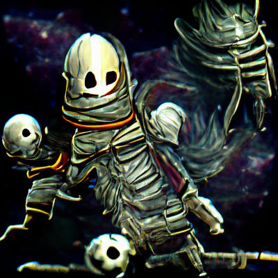 Scary skeleton astronaut in space dark souls