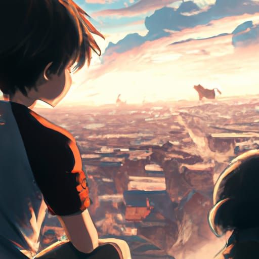A boy and his dog gaze down at their town being nuked by Stu...