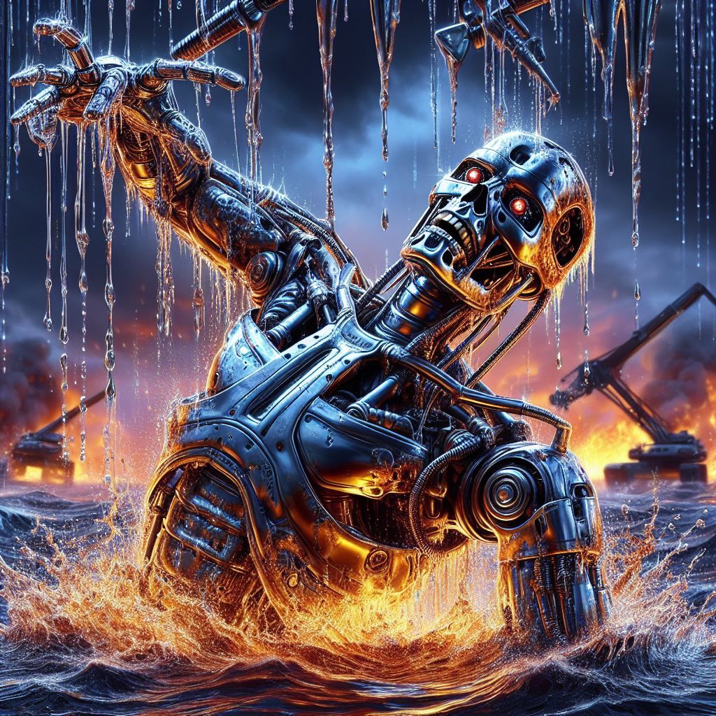T800 falling in liquid metal