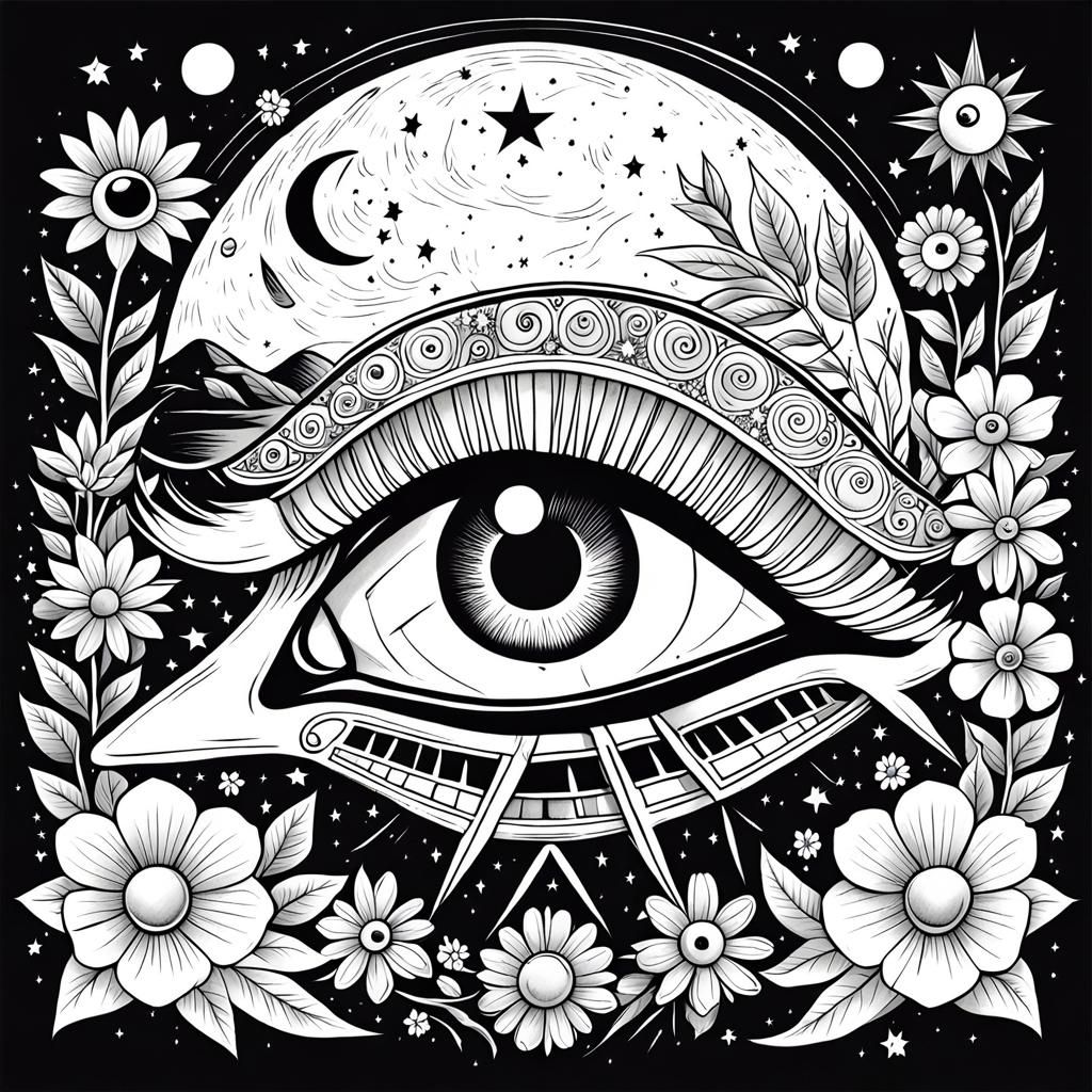 Simple line drawing, eye of Horus, 
Egyptian,