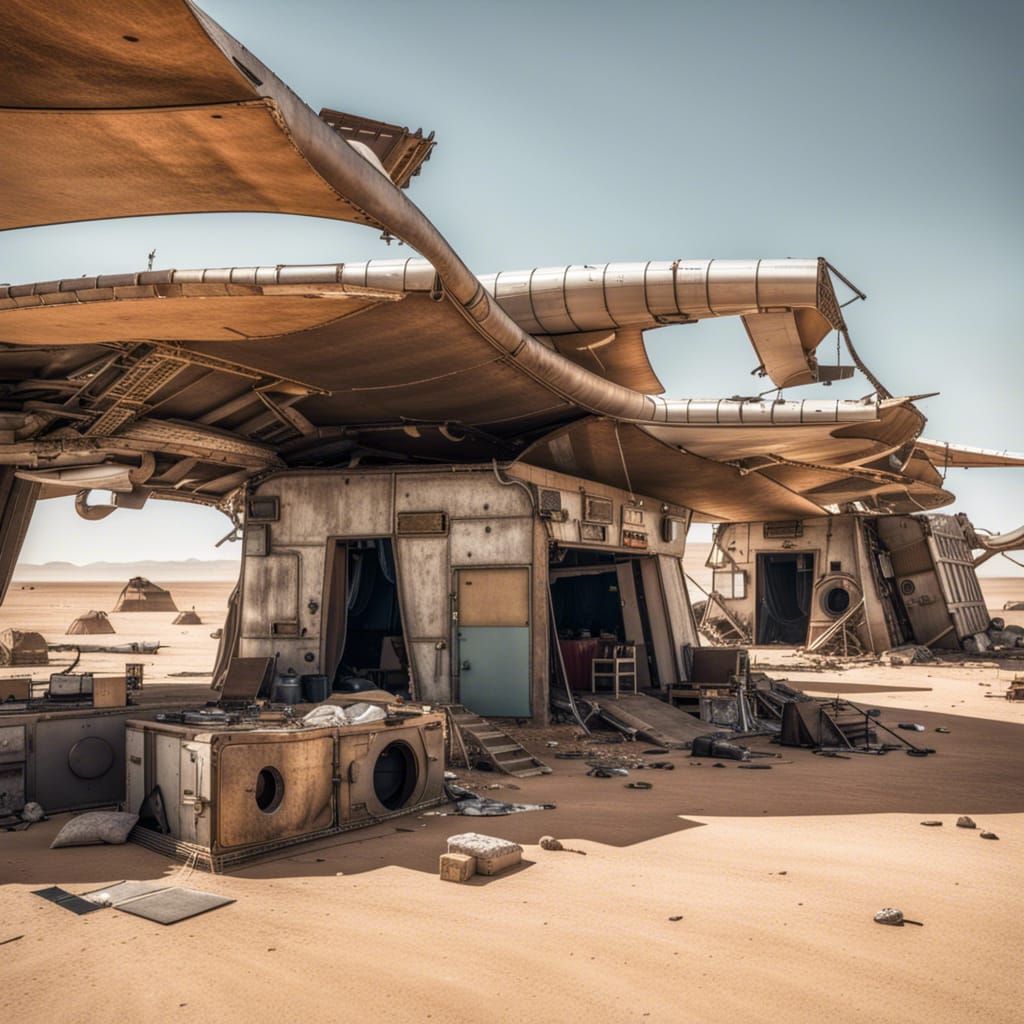 a abandoned air port recycled into a home for people in a ap...