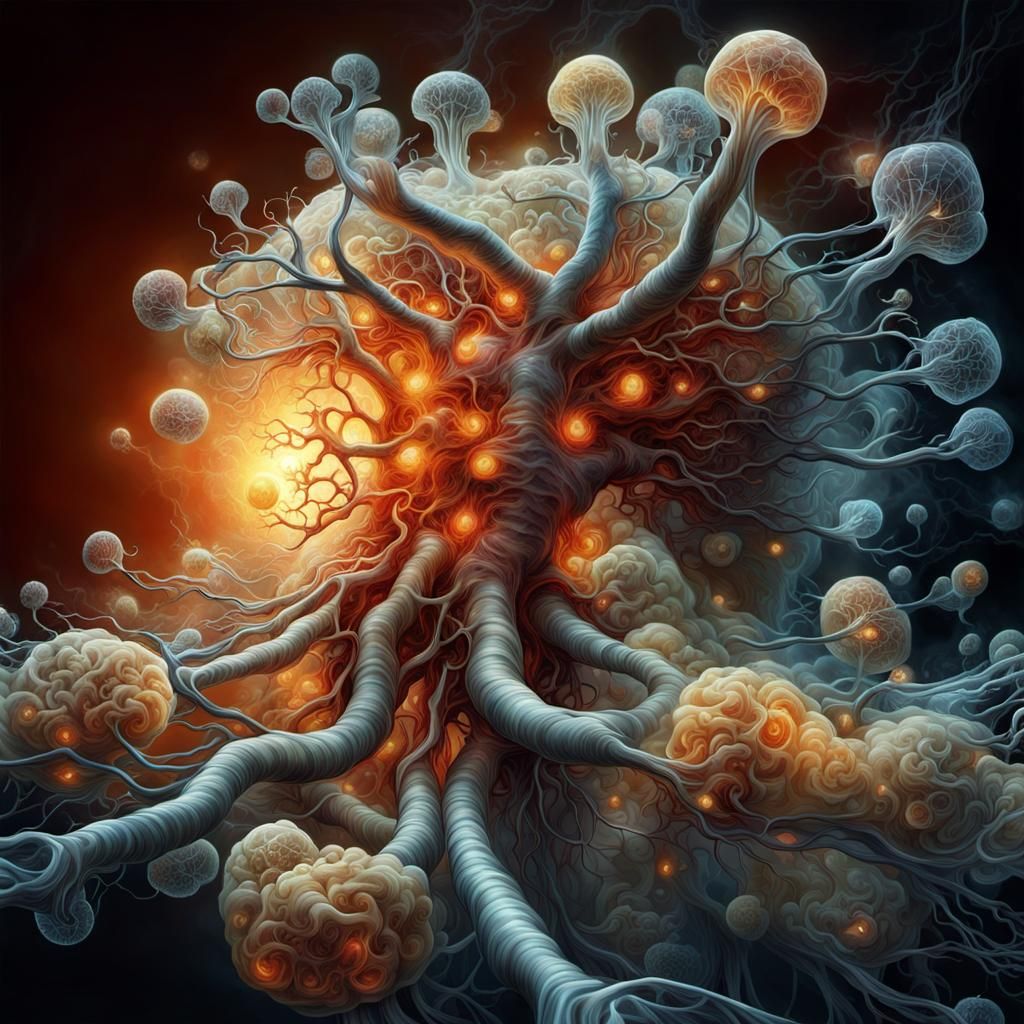 Surreal Lungs in Neural Web: Baroque Apocalypse Art