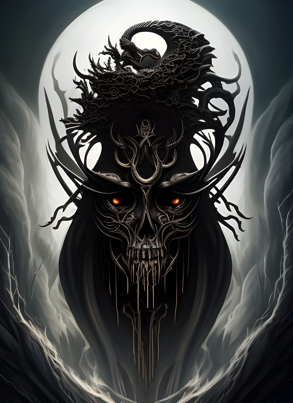 Horrific Skull Portrait in Dark Fantasy Style