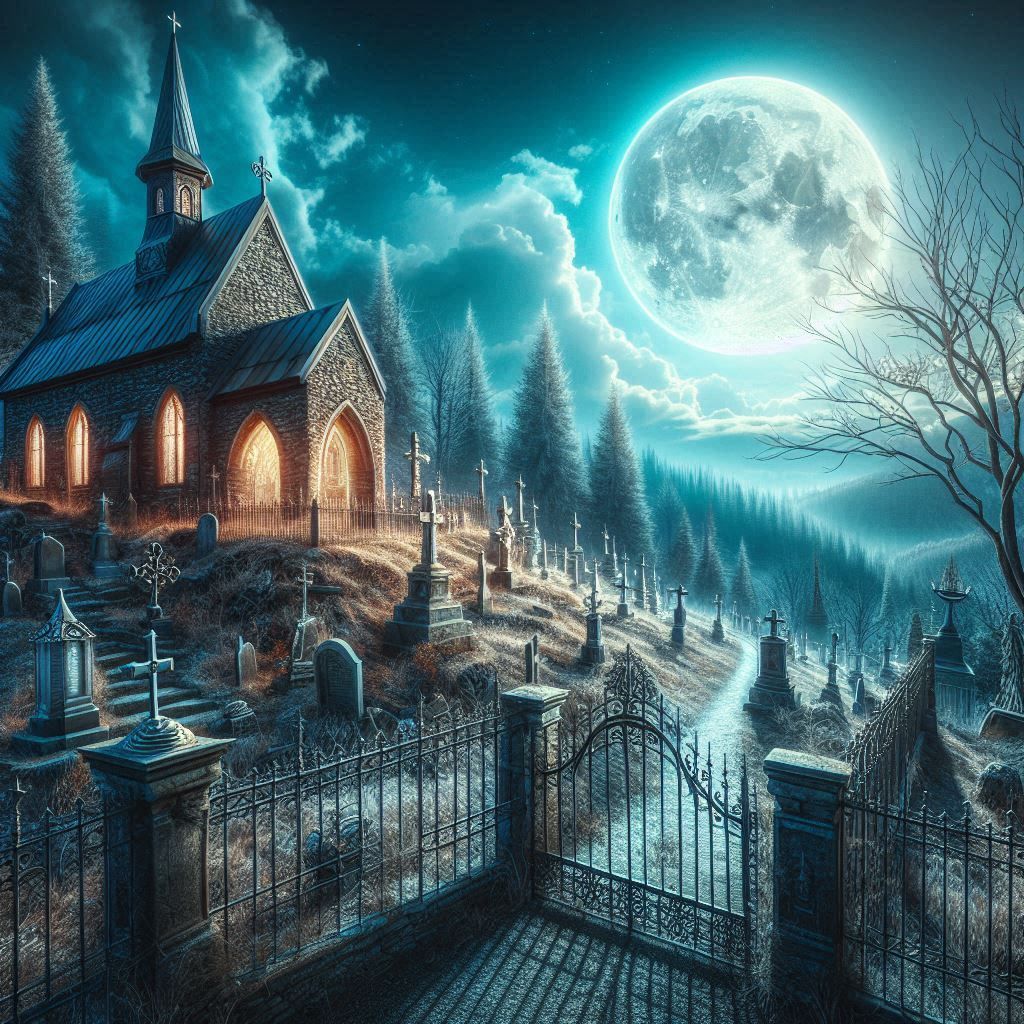 Creepy Church Graveyard  by @MasterRed