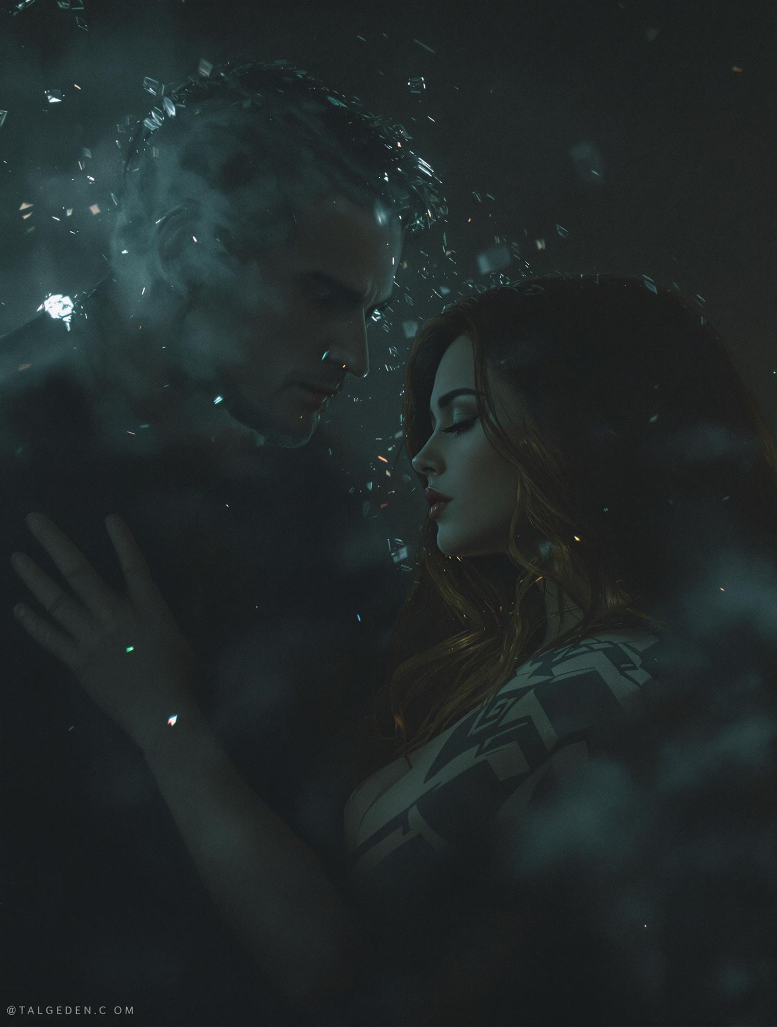 A hazy night, their senses reel.