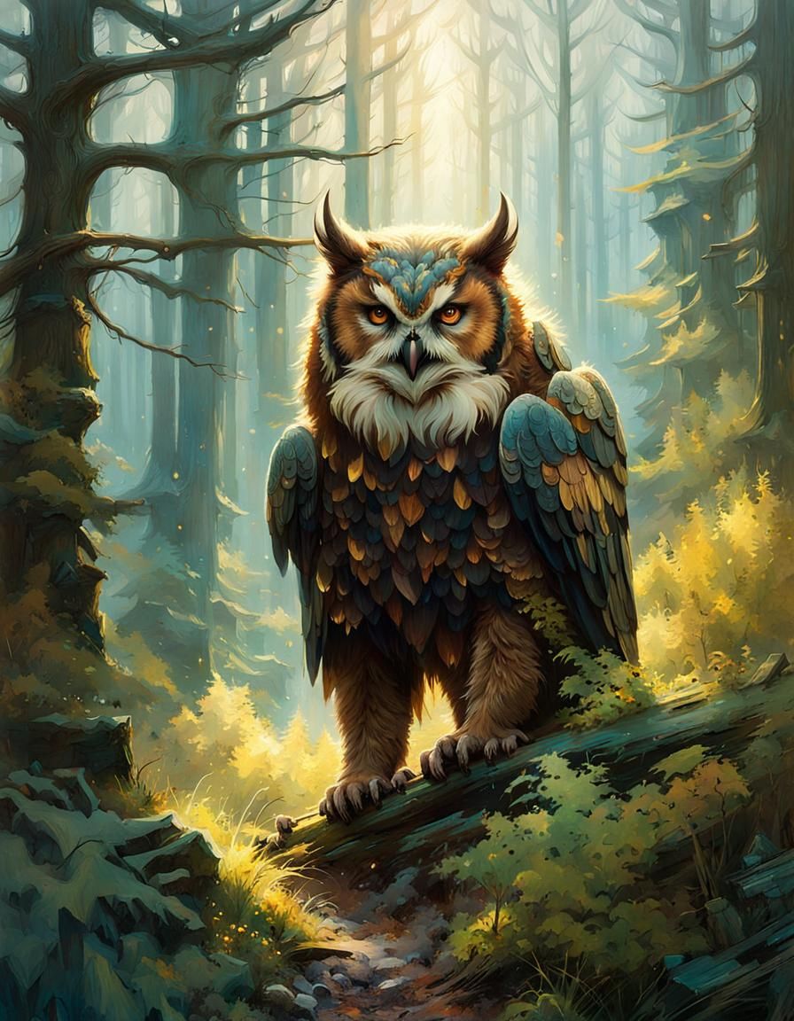 The Owlbear: A Majestic Giant Beast of the Magic Woods  by @darkwizardoz