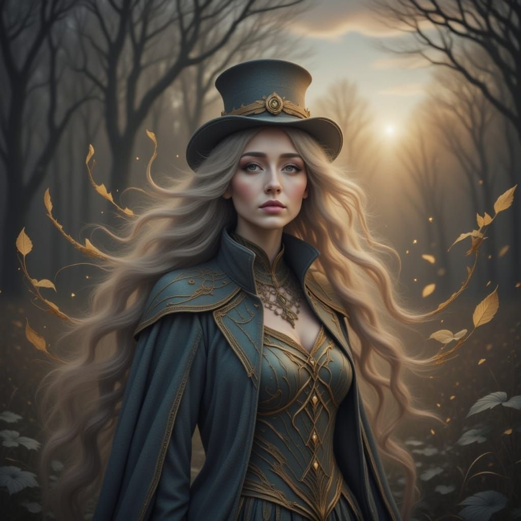 Tormai in her frock coat, with top hat placed just right
In the glow of twilight, she brings the stars to life
With beats like soft thunder,...