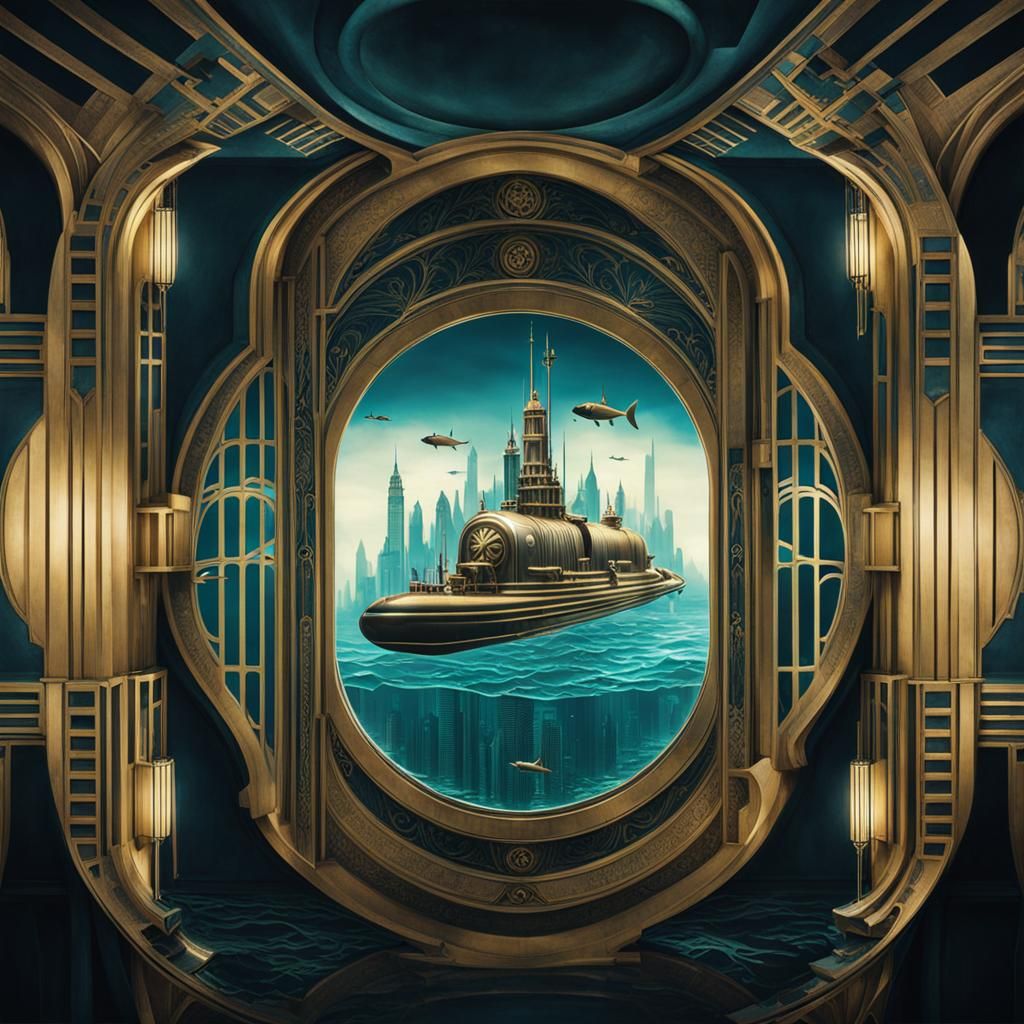Art Deco Underwater City AI Generated Artwork NightCafe Creator