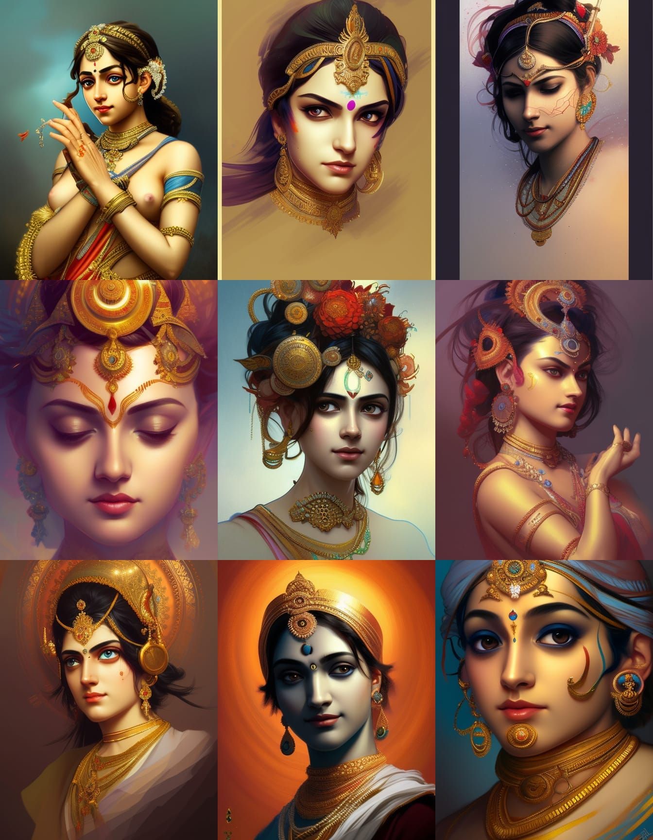 Krishna Traditional head and shoulders portrait, 8k resoluti...