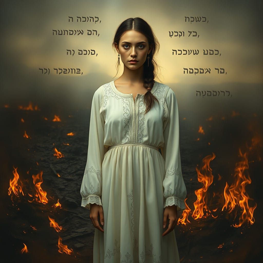 Surreal Woman Stands Firm in Scorched Landscape