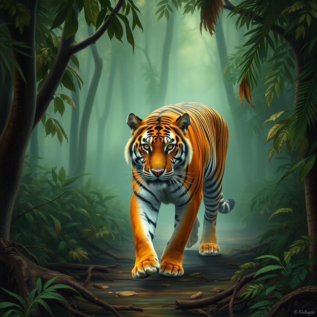 Majestic Bengal Tiger in Jungle Reverence