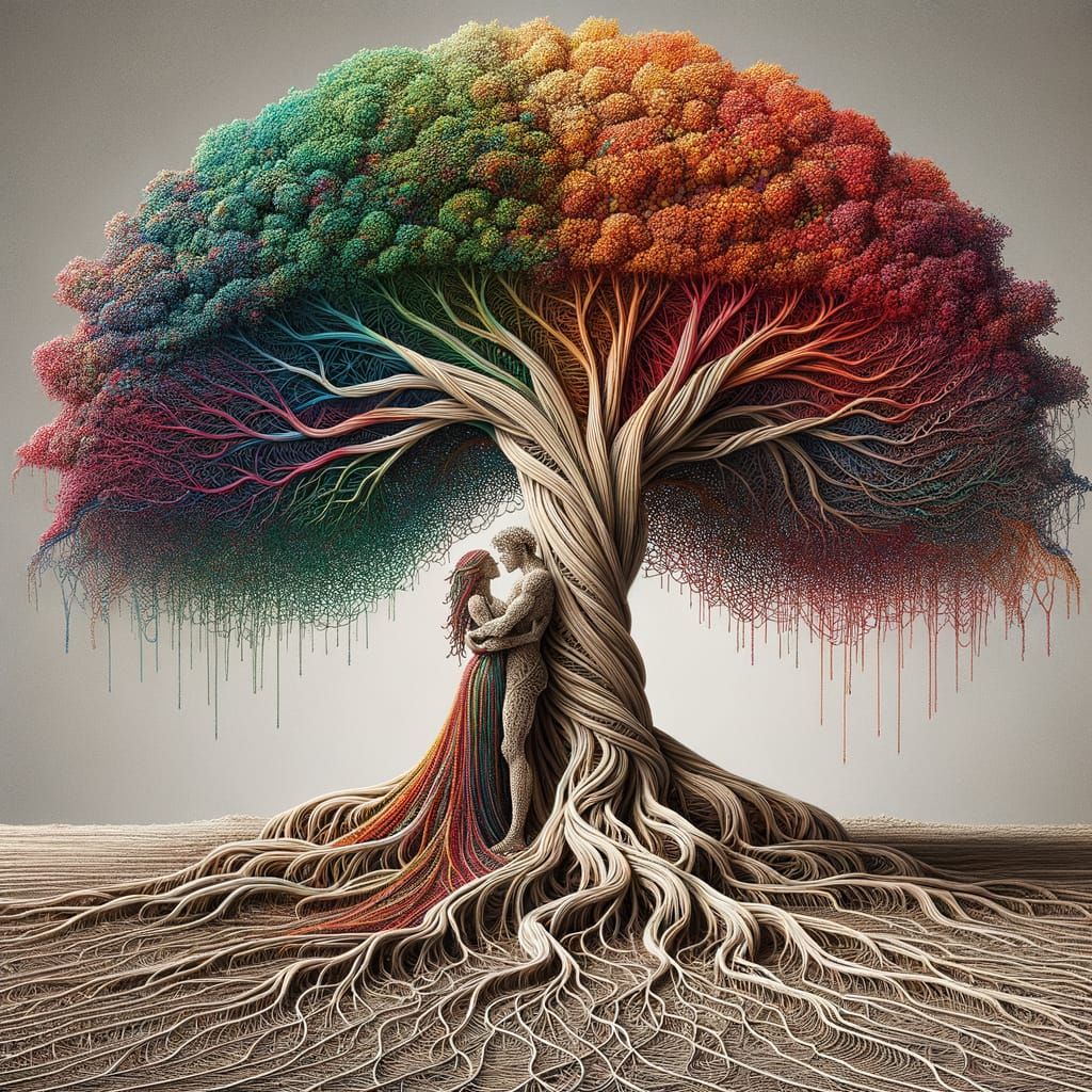 String Tree of Eternal Love in Vibrant Colors