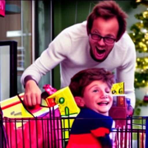 local british man excitedly completes a round of drunk shopp...
