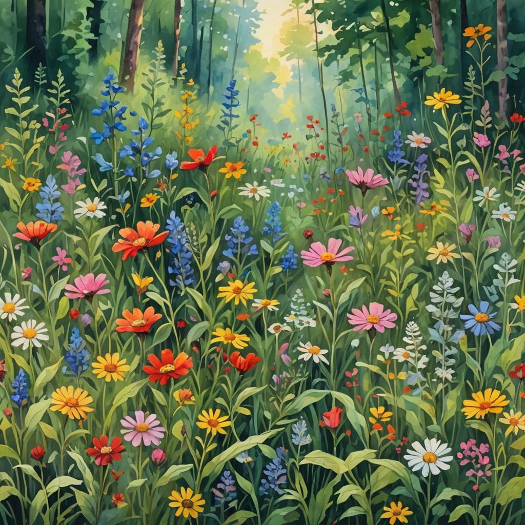 Wild flowers on a forest glade