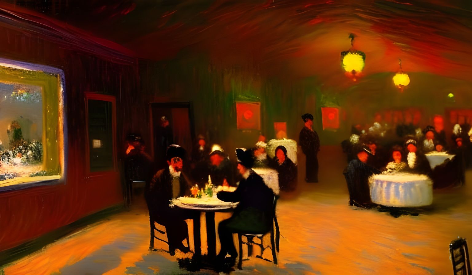 Night Cafe Lounge painting 