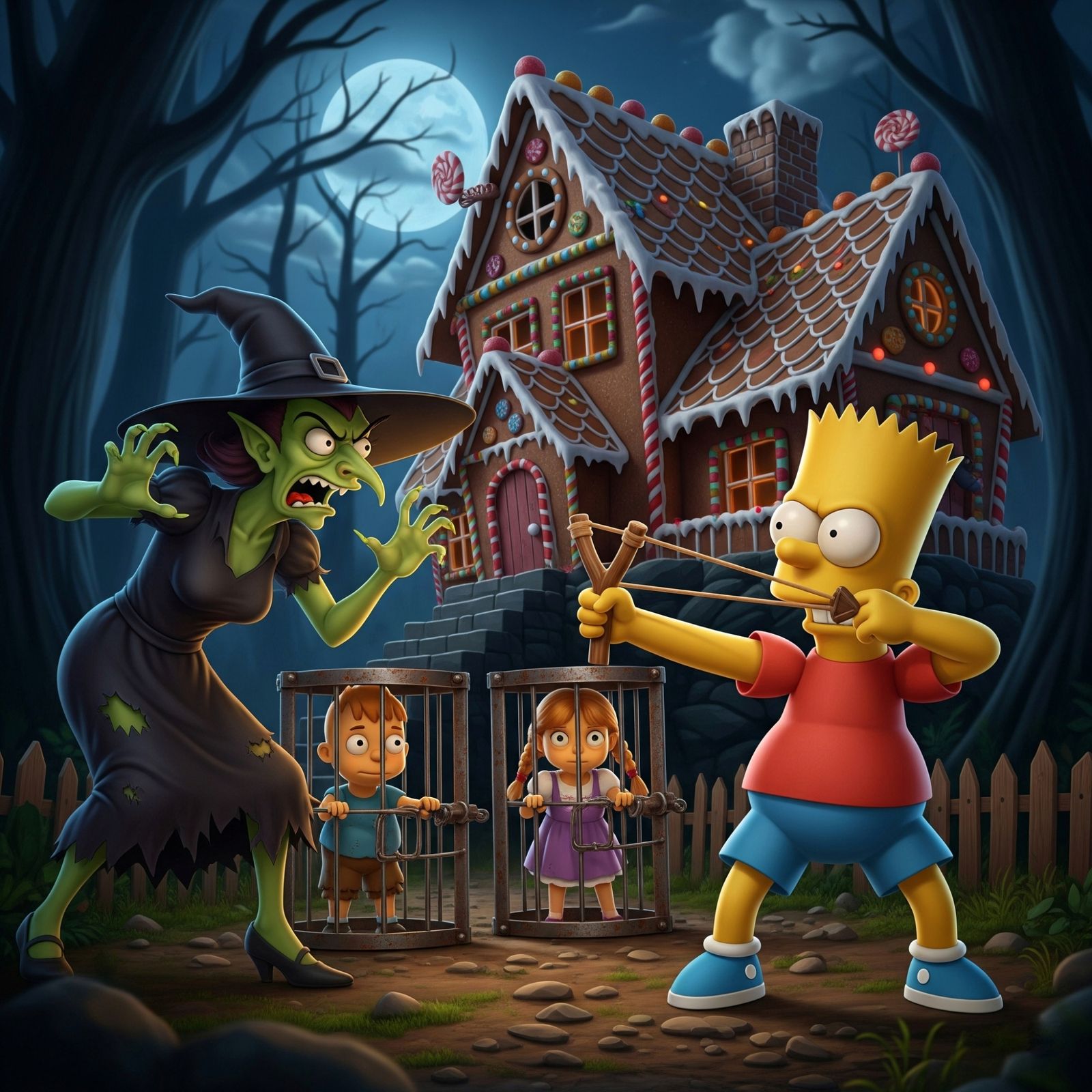 Bart Simpson saves Hansel and Gretel