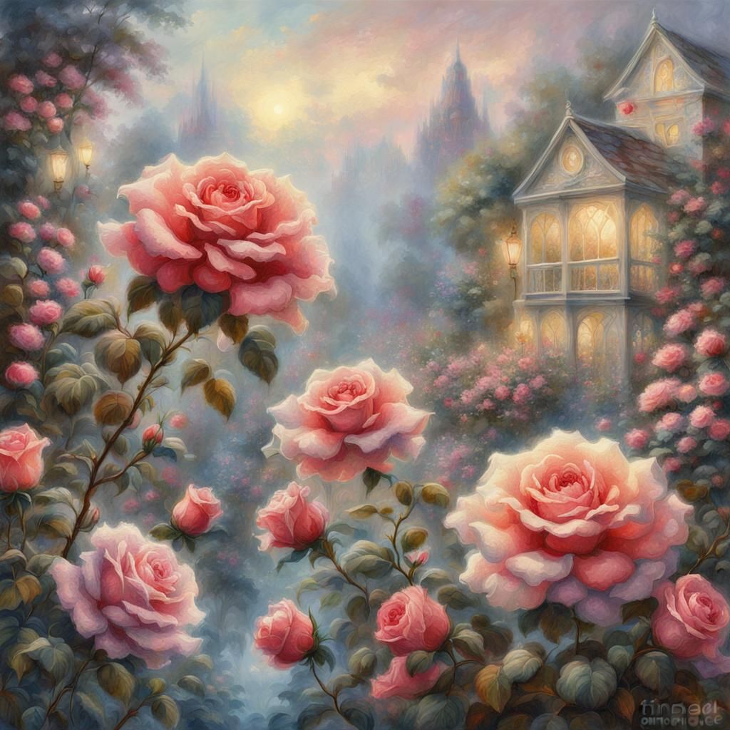 Floral Mixed Media Art with Roses and Digital Elements