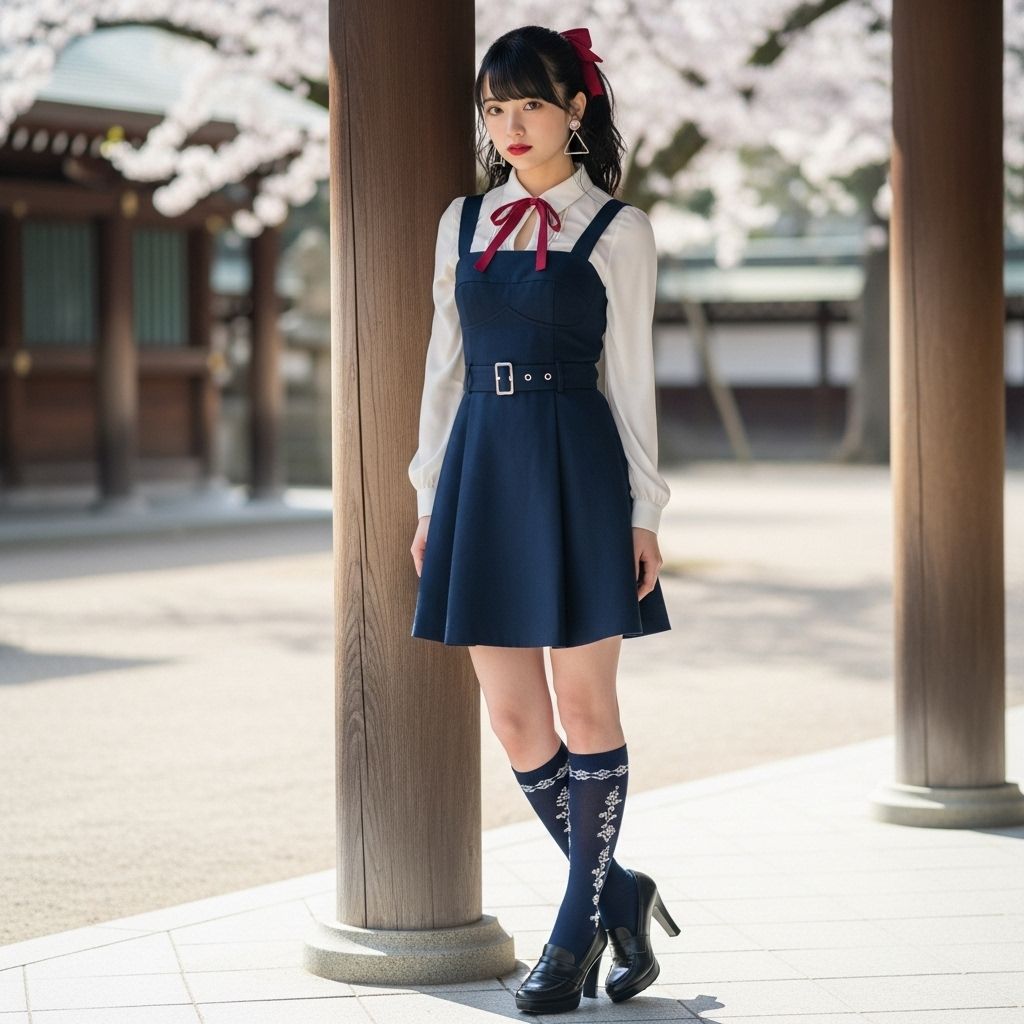 Kaori at a shrine surrounded by falling cherry blossoms. (Fu...