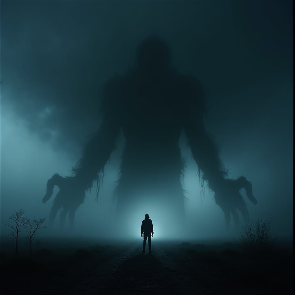 Cosmic Horror Descends on Solitary Figure in Cinematic Night...