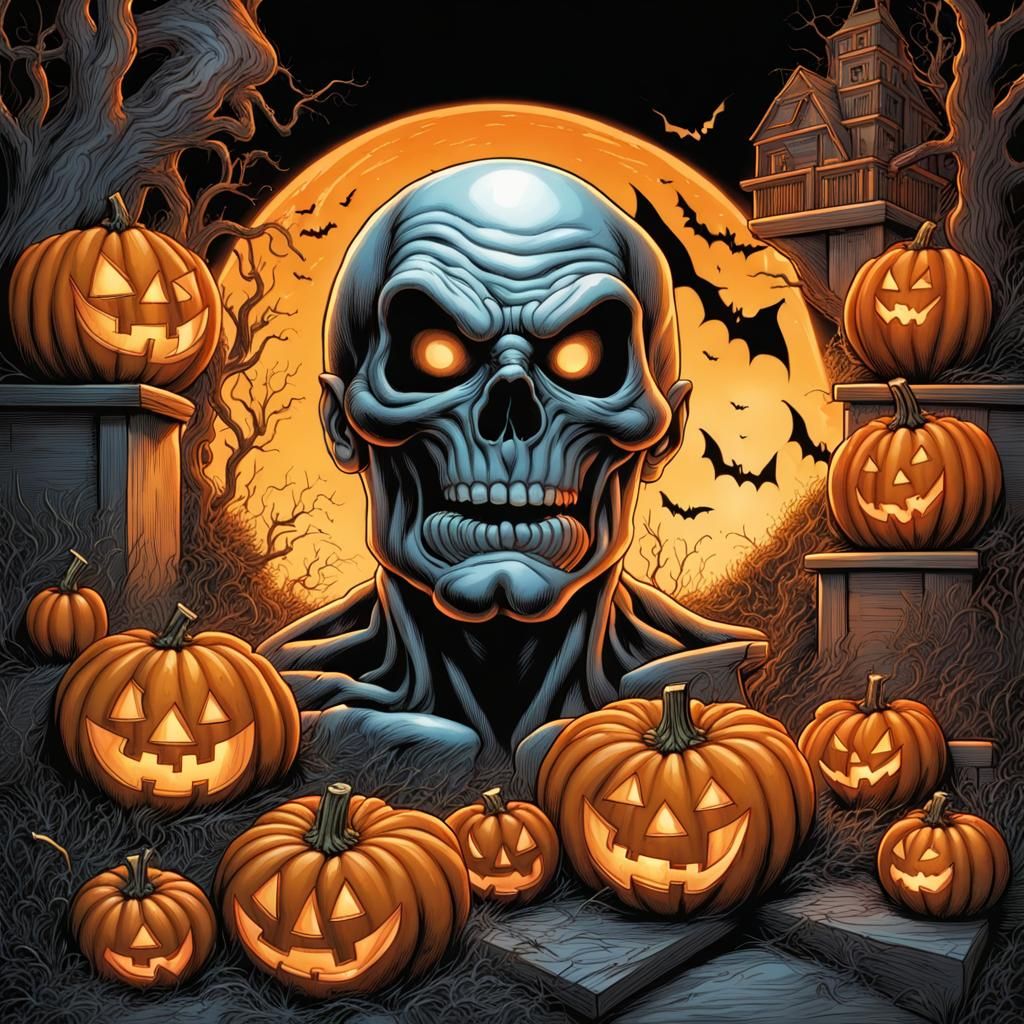 Halloween, Jack o lantern, hyperrealism, hyperdetailed