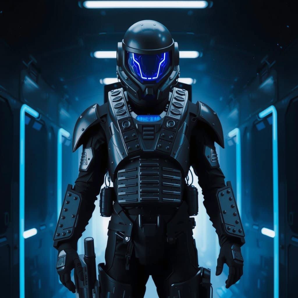 futuristic soldier with jetpack and a laser gun