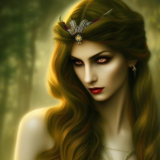 Detailed Portrait of a Tragic Witch Vampire