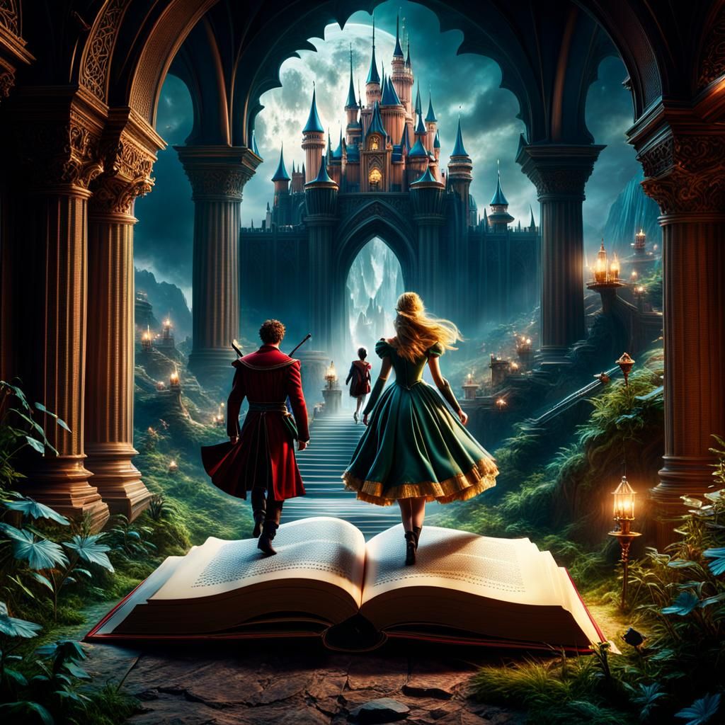 Fairy tale characters walking out of book  by @Zoey Zoo